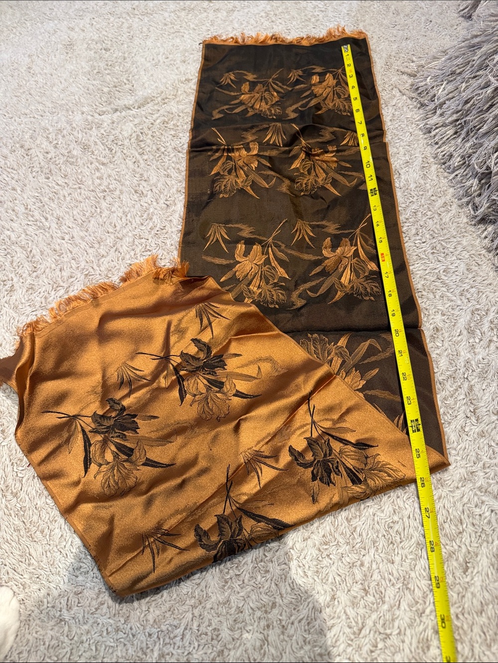 Ladies silk Reversible Floral Jacquard Scarf in Copper and Black